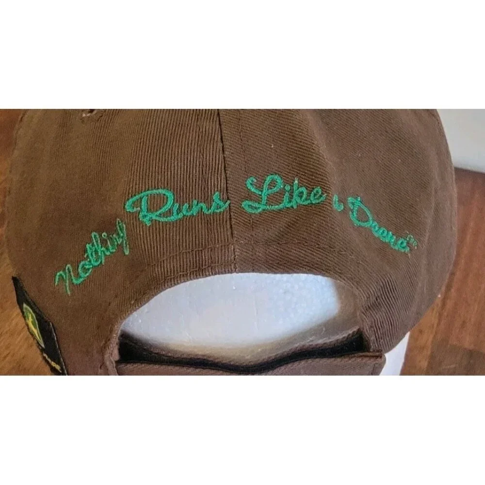 John Deere 2 Womens Adjustable Cotton Canvas Vintage Hat Floral Daisy Pink Brown